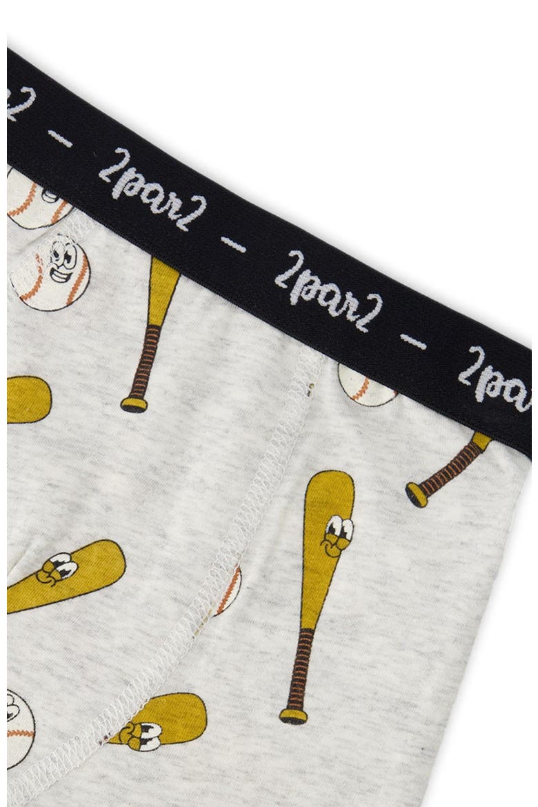 Organic Cotton Baseball Elastic Waist Boxer, Alternate, color, Grey Mix Baseball Print