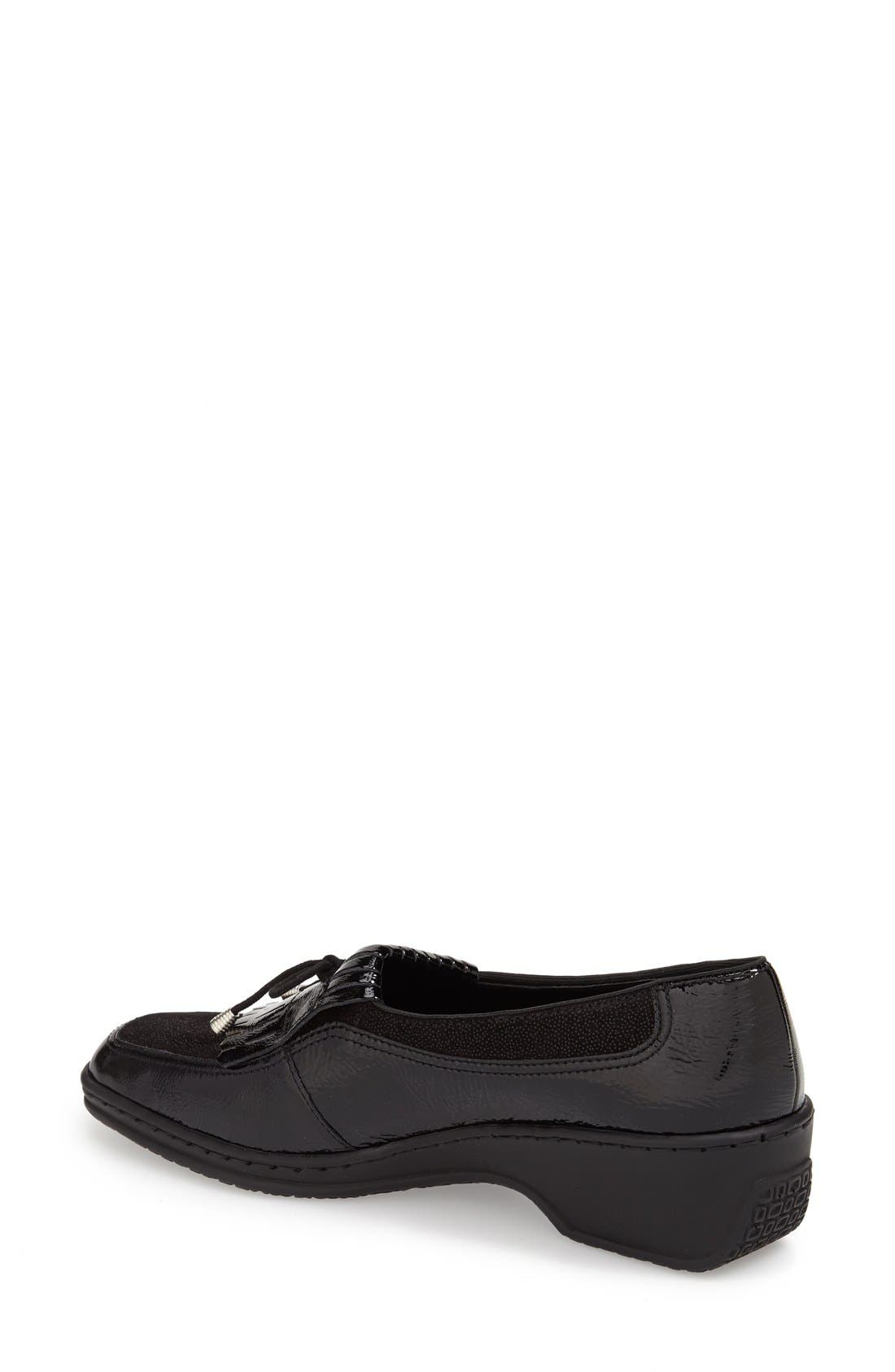 'Rachel' Loafer, Alternate, color, BLACK CRINKLE PATENT LEATHER