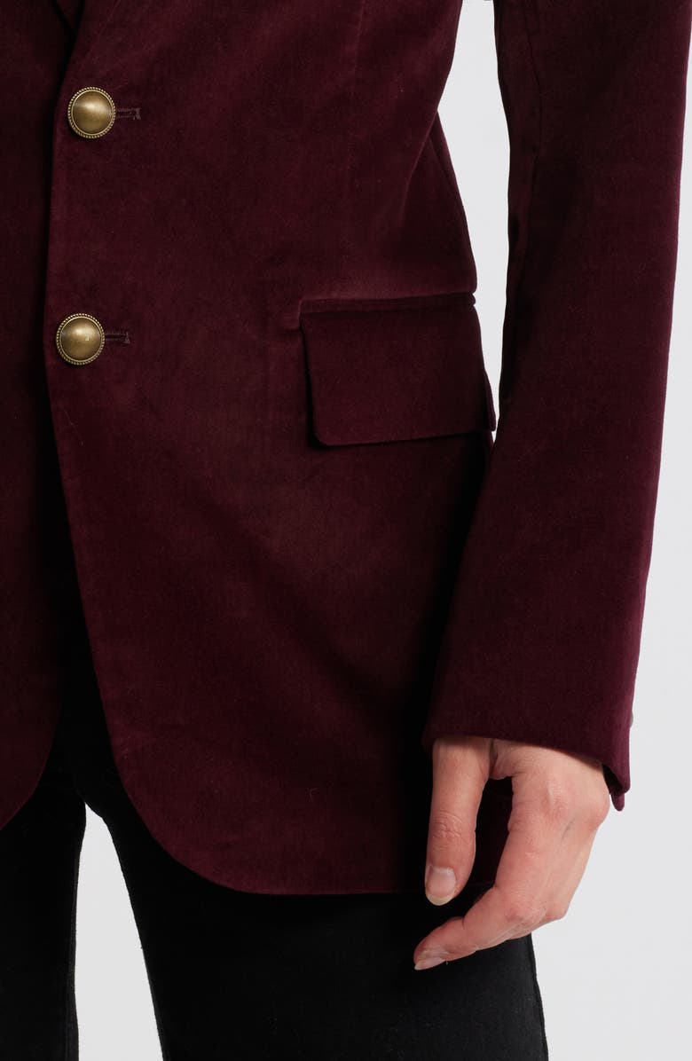 FRAME Everyday Stretch Cotton Velveteen Blazer, Alternate, color, Wine
