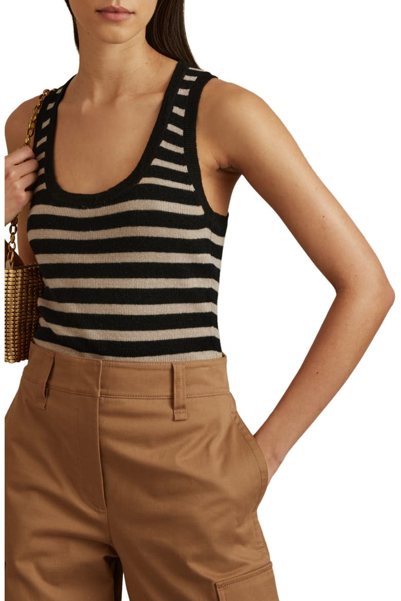 Evelyn Stripe Sweater Tank, Alternate, color, BLACK/ CAMEL