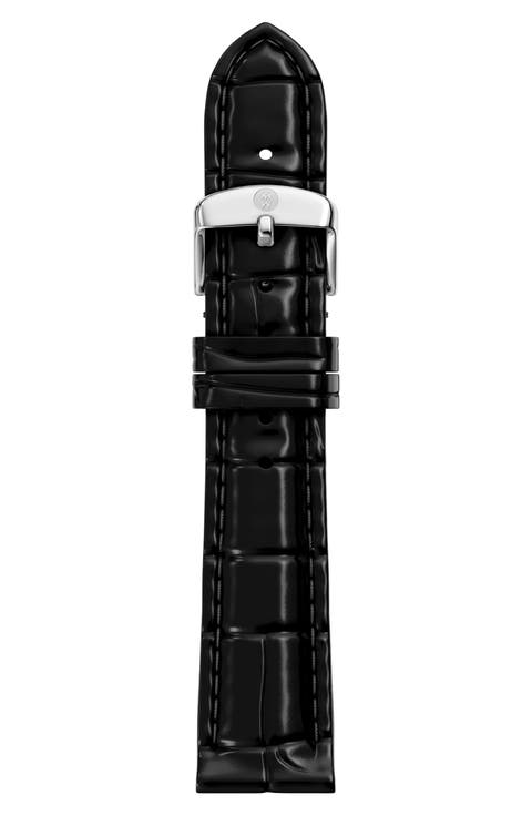 Croc Embossed Leather Watchband, 16mm