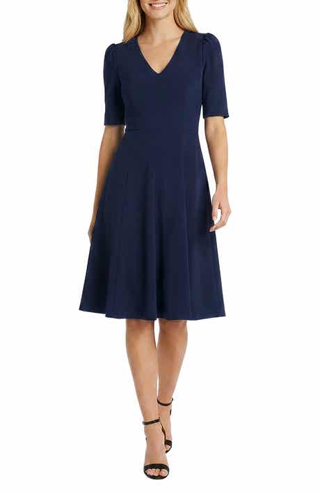 V-Neck Short Sleeve Fit & Flare Dress