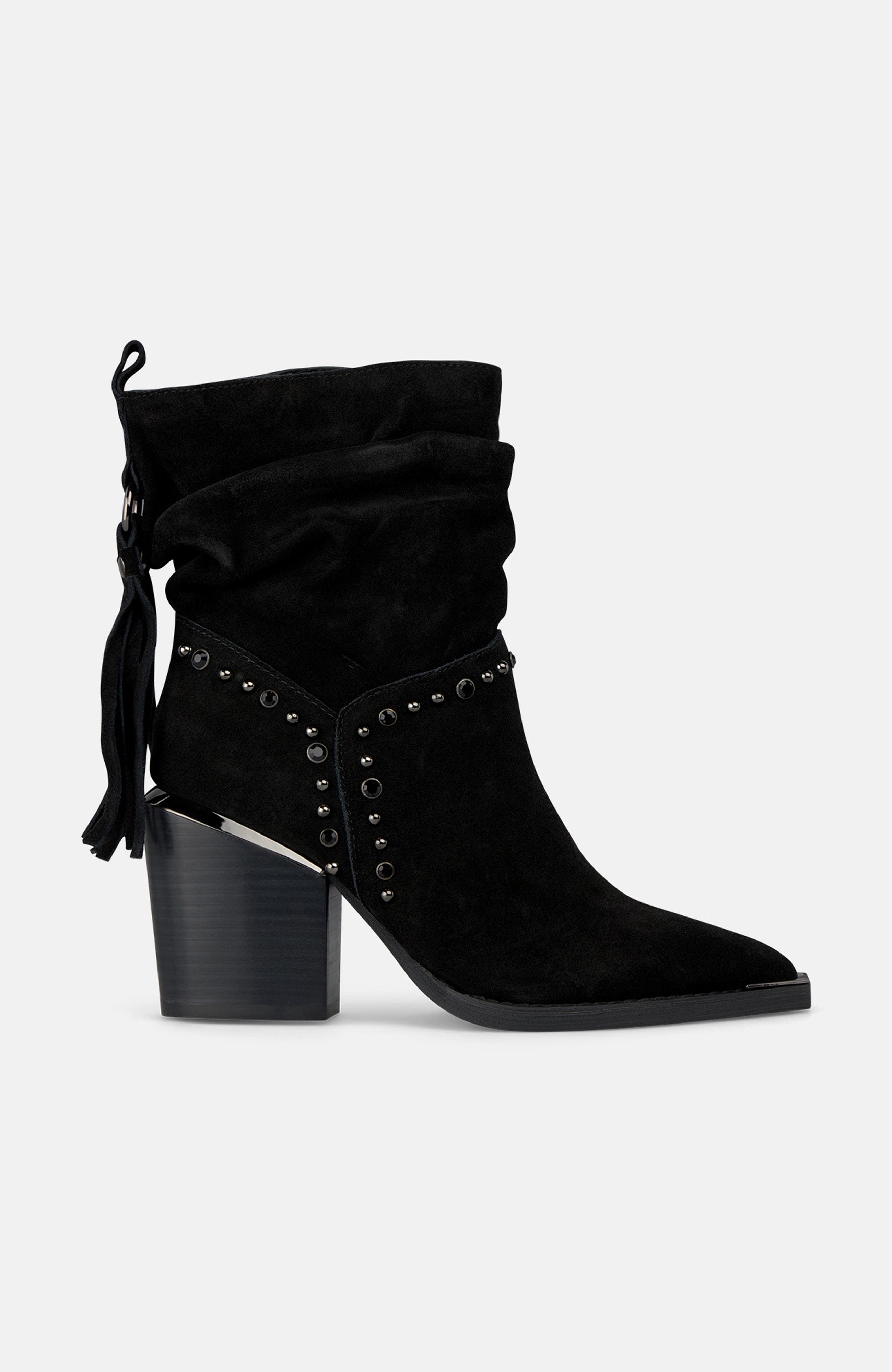 Tassel Studed Ankle Boot, Alternate, color, Black