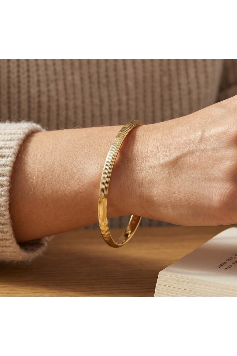 5mm Brushed Bangle Bracelet 18k Gold Over Silver, Alternate, color, 18k Yellow Gold