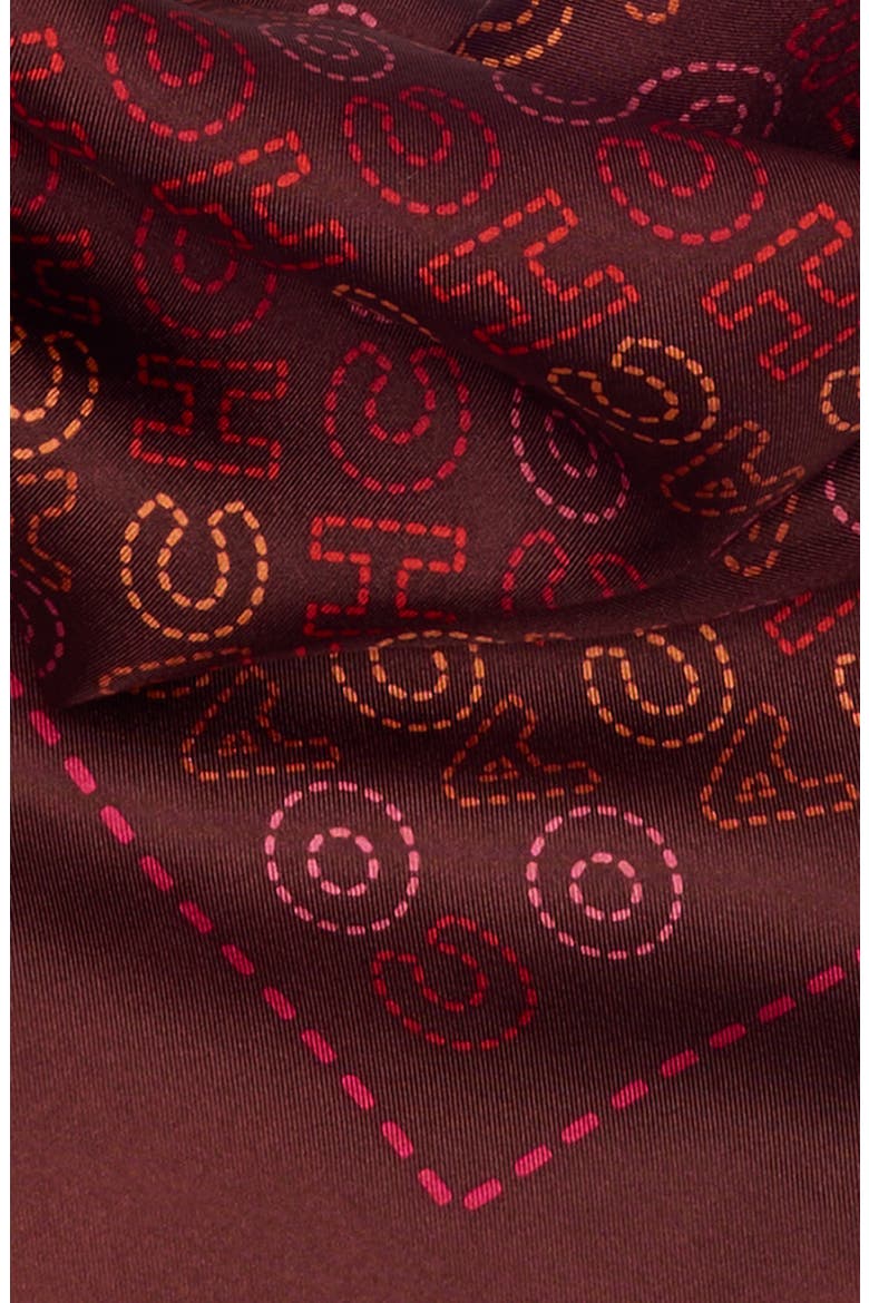 Logo Square Silk Scarf, Alternate, color, BURGUNDY