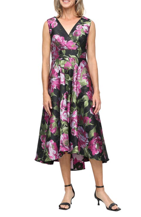 Floral Jacquard Cocktail Dress