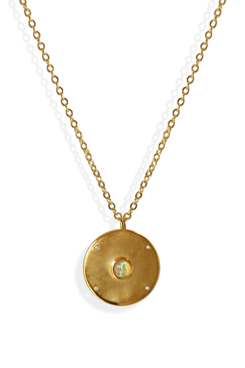 18K Gold Plated Opal Coin Pendant Necklace, Main, color, GOLD