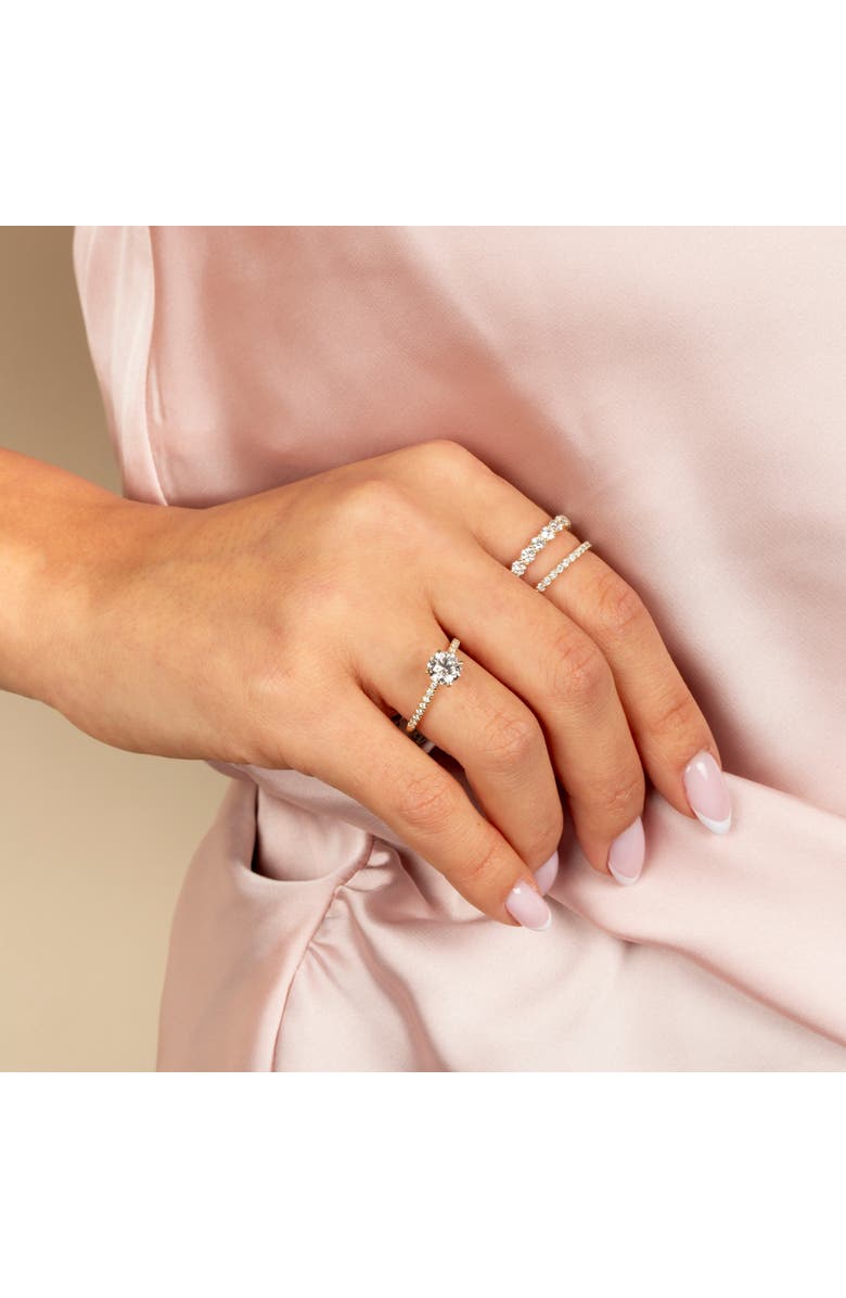 BY ADINA EDEN Lab Grown Diamond Pave Solitaire Cut Engagement Ring 14K, Alternate, color, 