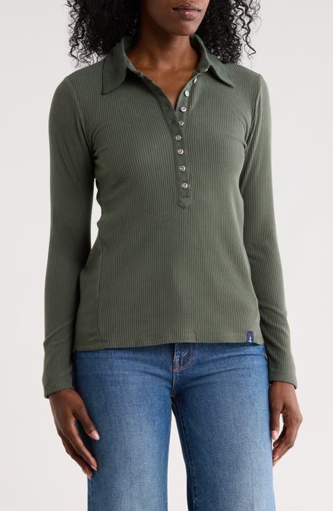 Long Sleeve Ribbed Polo
