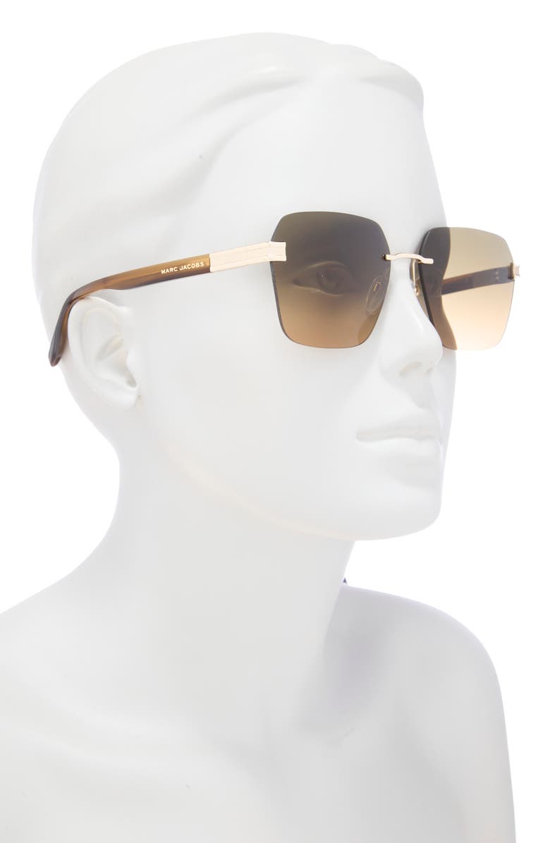 Marc Jacobs 61mm Square Sunglasses, Alternate, color, Brown Horn