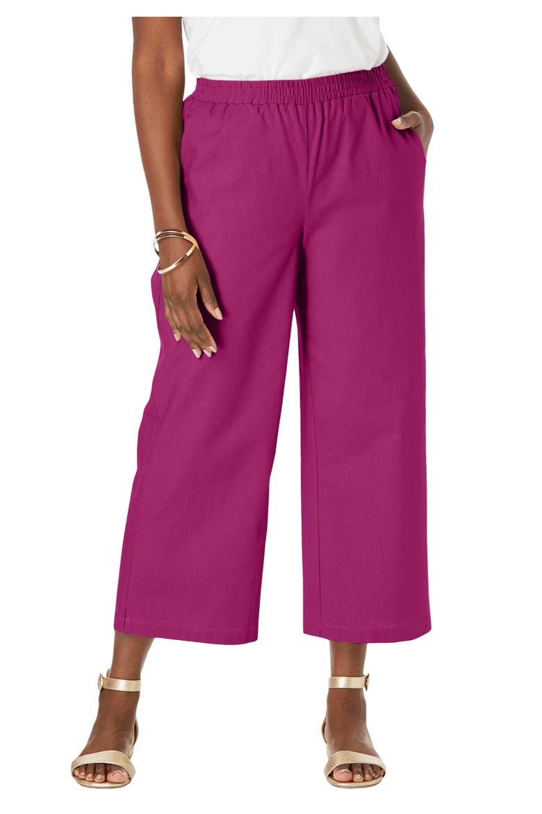 Wide Leg Linen Crop Pant, Main, color, RASPBERRY