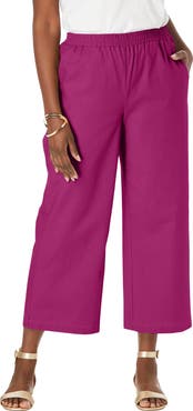 Jessica London Wide Leg Linen Crop Pant
