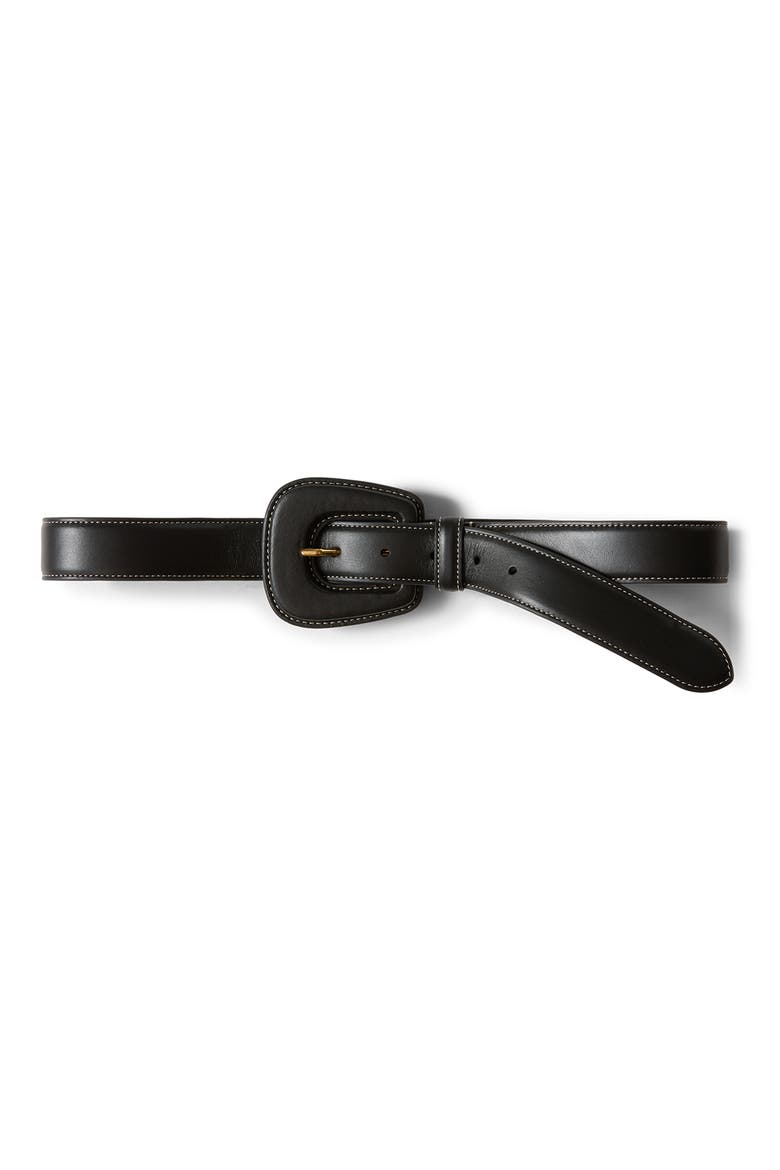 Elsy Leather Belt, Main, color, BLACK