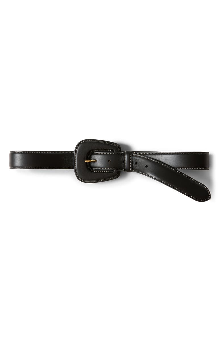 Veronica Beard Elsy Leather Belt, Main, color, Black