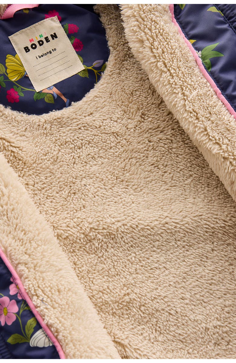 Mini Boden Kids' Graphic Hooded Coat, Alternate, color, Navy Fairies