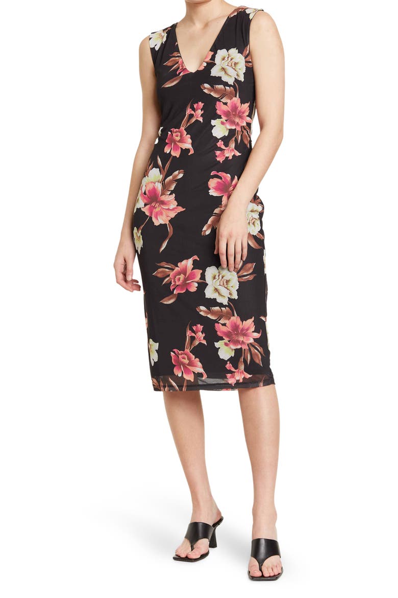 AFRM Ariana Sleeveless Dress, Main, color, NOIR TROPICAL