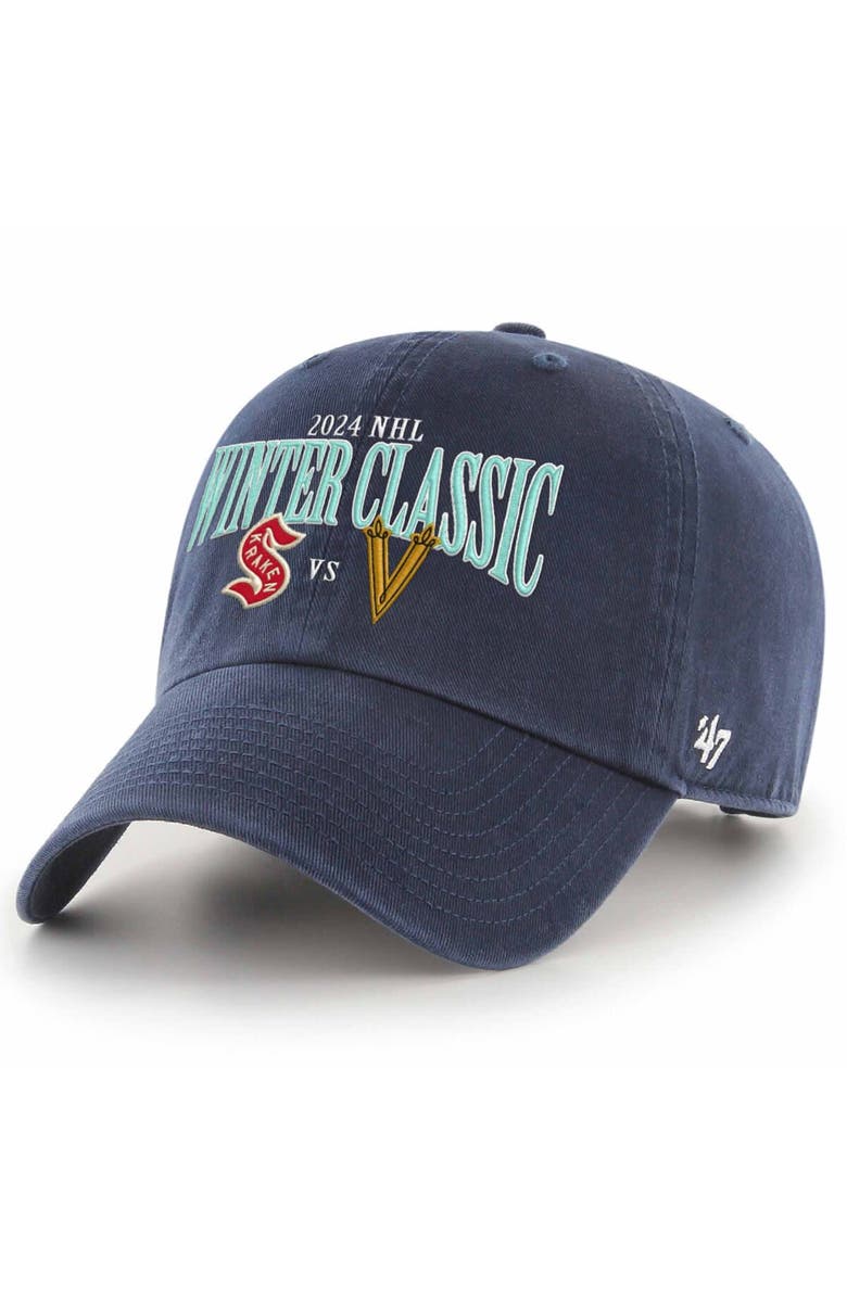 '47 Men's '47 2024 NHL Winter Classic Navy Clean Up Adjustable Hat, Main, color,