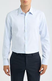 Nordstrom Trim Fit Pinstripe Premium Non-Iron Cotton Dress Shirt
