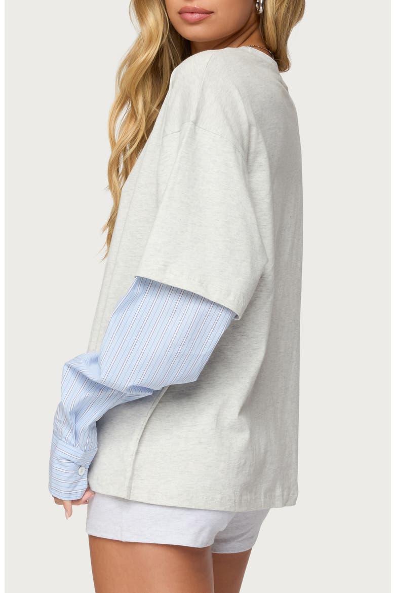 Tailor Oversize Layered Top, Alternate, color, LIGHT-GRAY-MELANGE