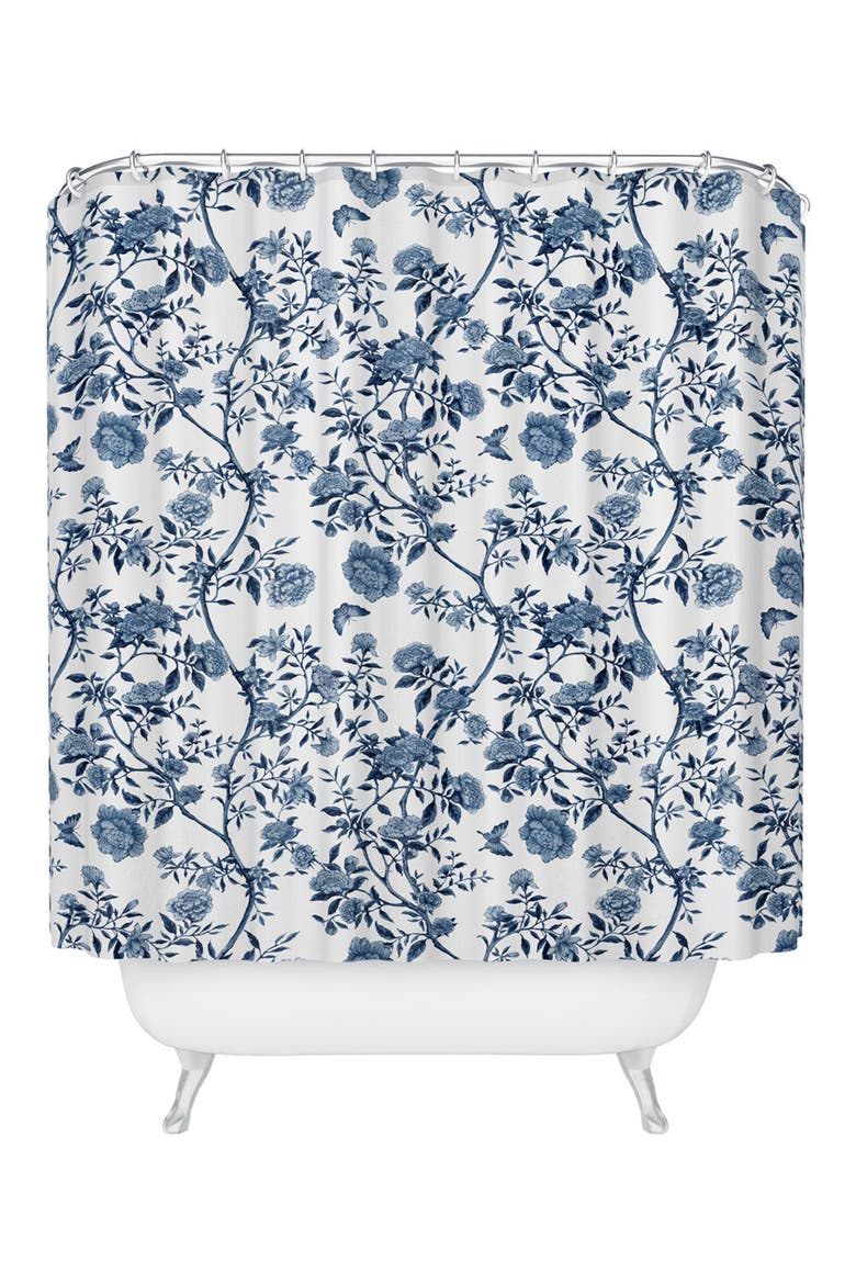 Chinoiserie Blue Shower Curtain, Main, color, BLUE