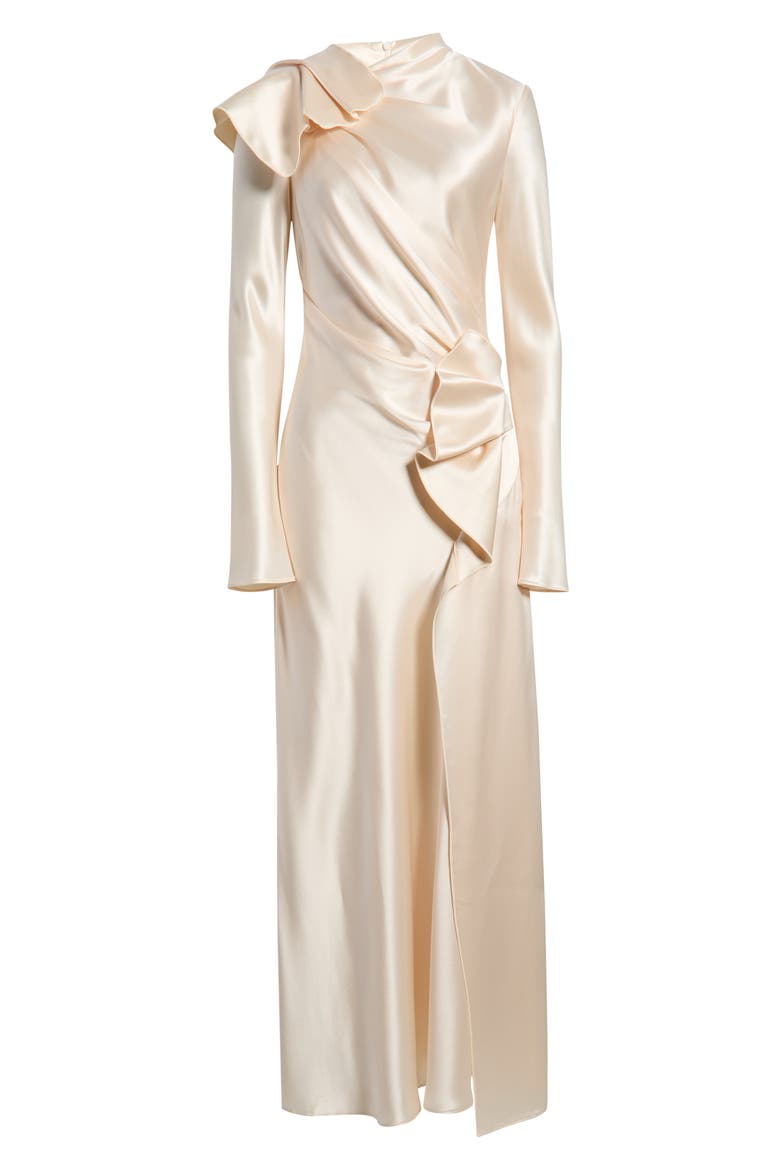 Ramwark Long Sleeve Satin Gown, Alternate, color, PEARL