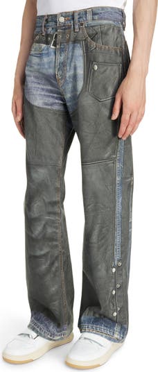 Trompe l'Oeil Faux Leather Chaps Jeans