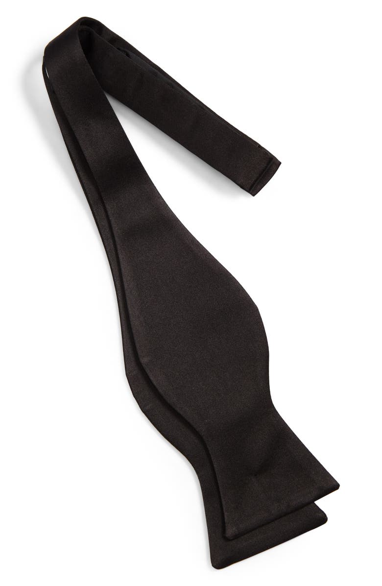 David Donahue Silk Bow Tie, Alternate, color, Black Satin