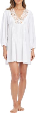 BLEU by Rod Beattie Pleated Lace Trim Cover-Up Tunic