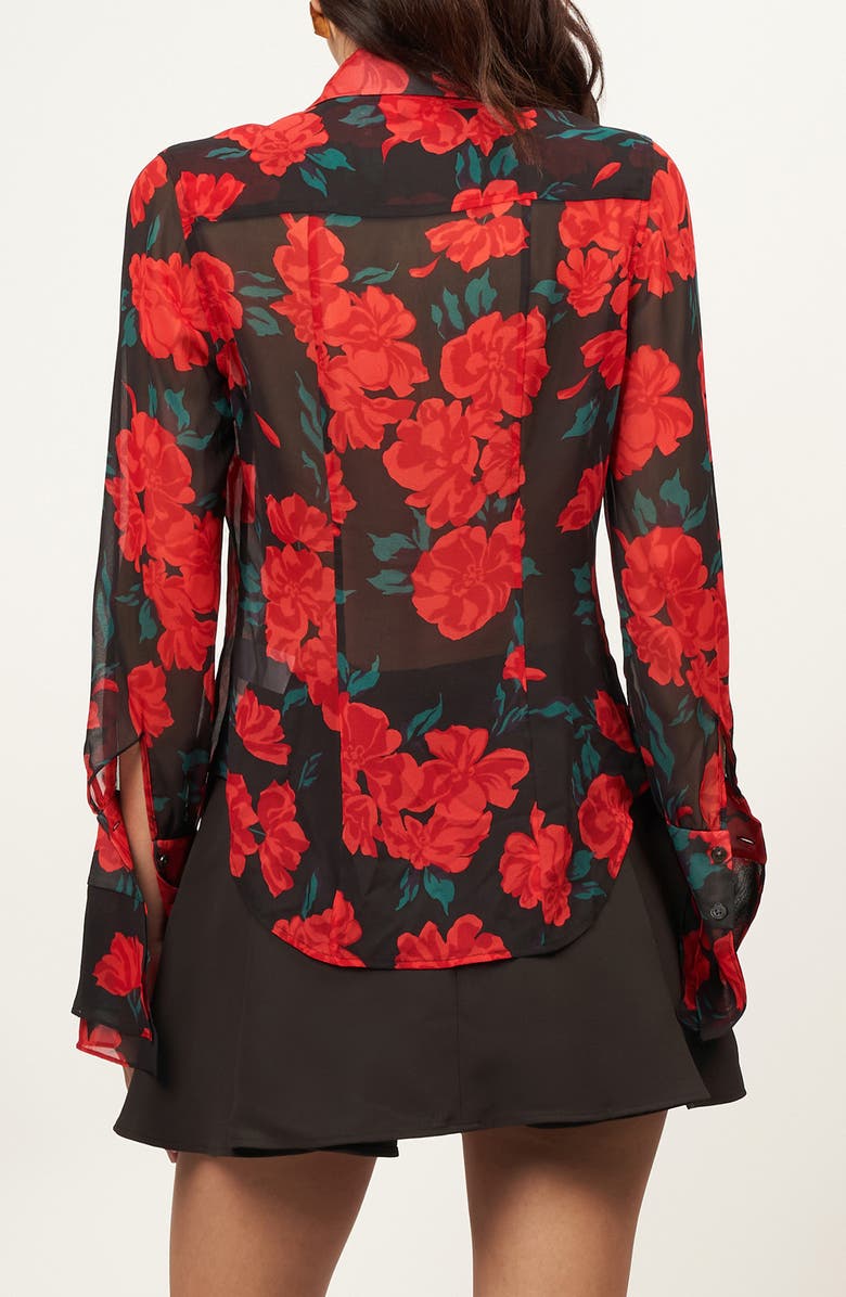 Equipment Mahalia Floral Tie Neck Silk Top, Alternate, color, True Black Multi