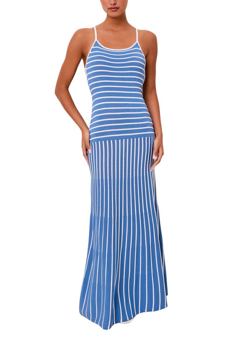 The Lottie Stripe Sleeveless Knit Maxi Dress, Main, color, MARINA BLUE