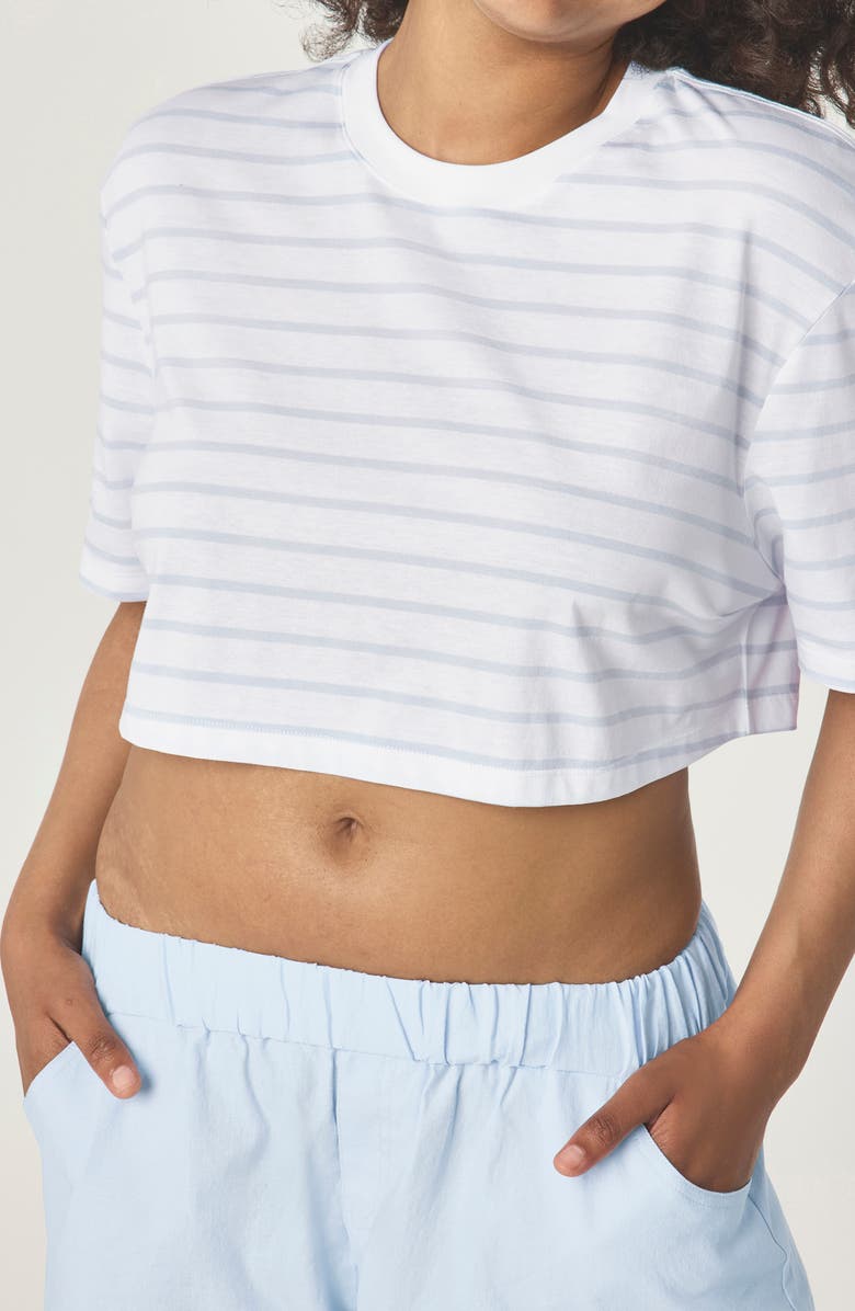 Florence by Mills Stripe Core Crop T-Shirt, Alternate, color, Highlight Blue White Stripe