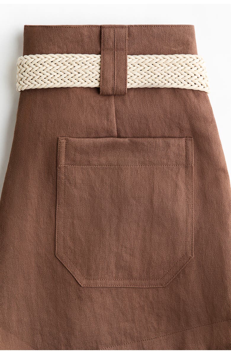 H&M Belted Tailored Shorts, Alternate, color, Brown