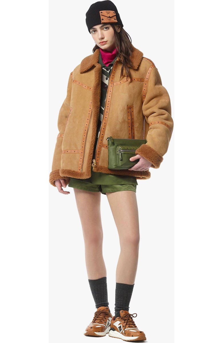 MCM Aren Crossbody in Nylon and Leather, Alternate, color, Khaki Moss