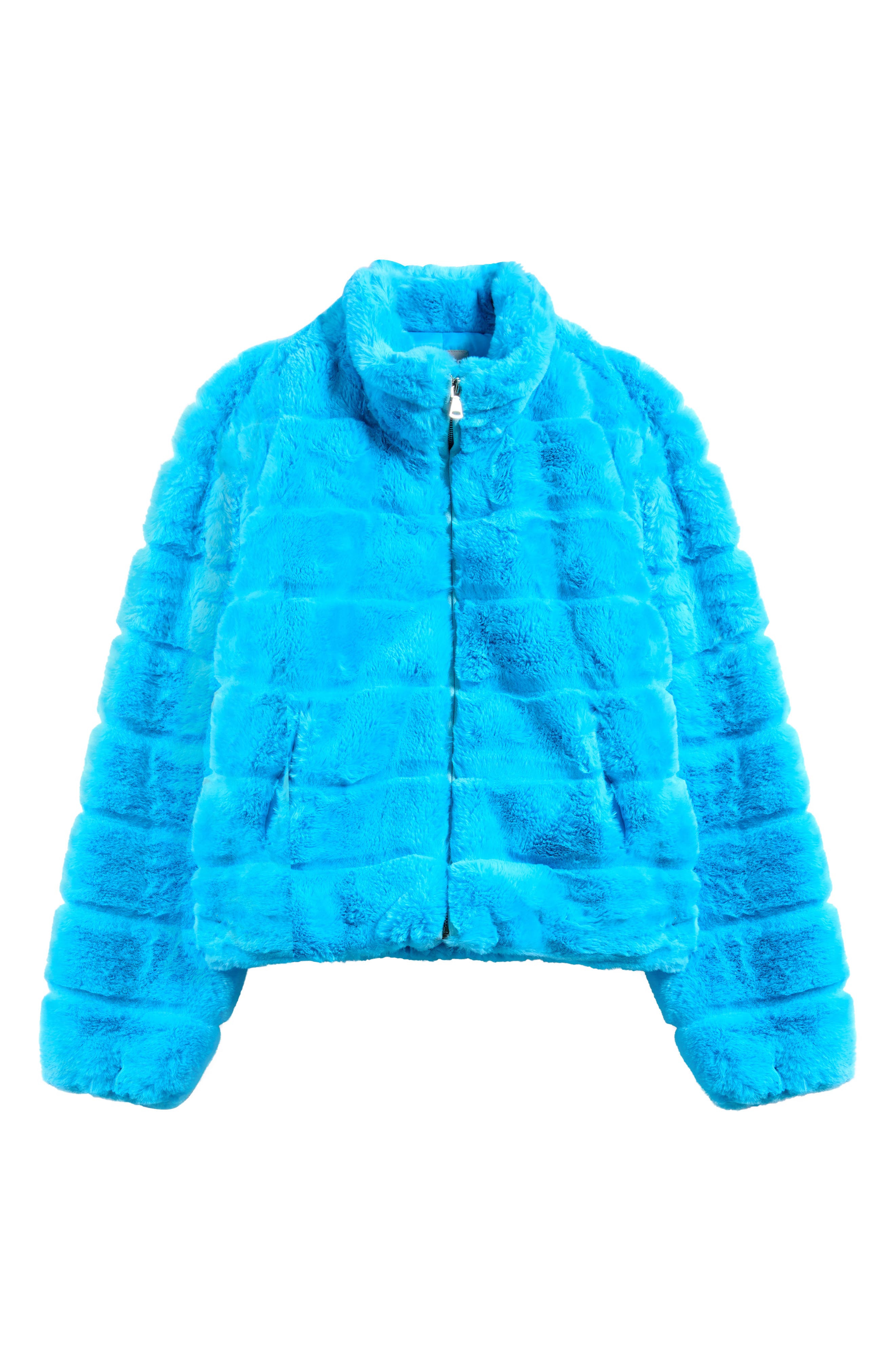 Tractr Kids' Faux Fur Jacket in Hot Coral 
