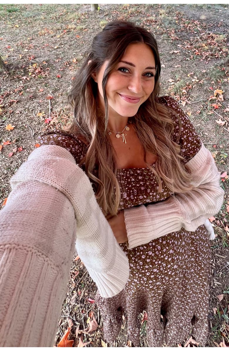 PinkBlush Floral Pleated Bodice Maxi Dress, Alternate, color, Mocha