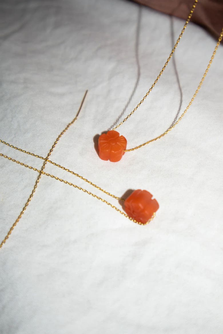 Kyoto Flower Agate Pendant Necklace, Alternate, color, Red