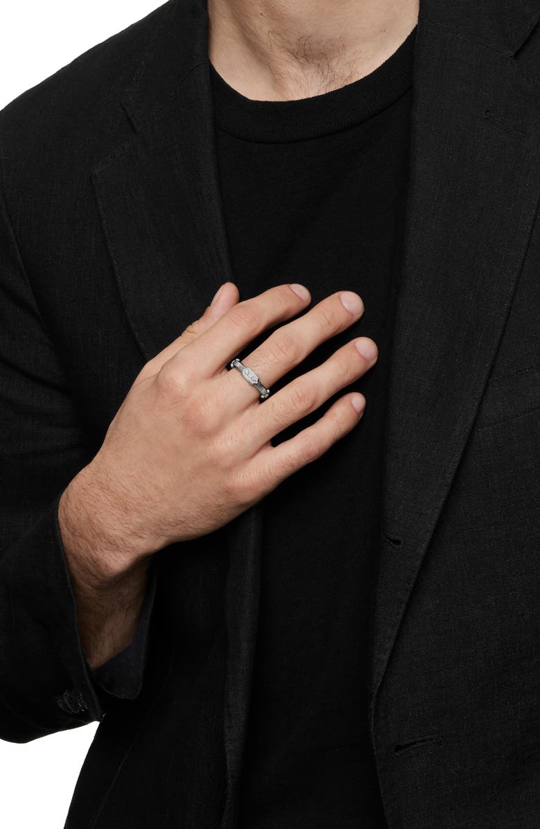 David Yurman 6MM HEX PAVE STATION BAND RING, Alternate, color, Sterling Silver