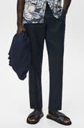 MANGO Slim Fit Flat Front Linen Pants