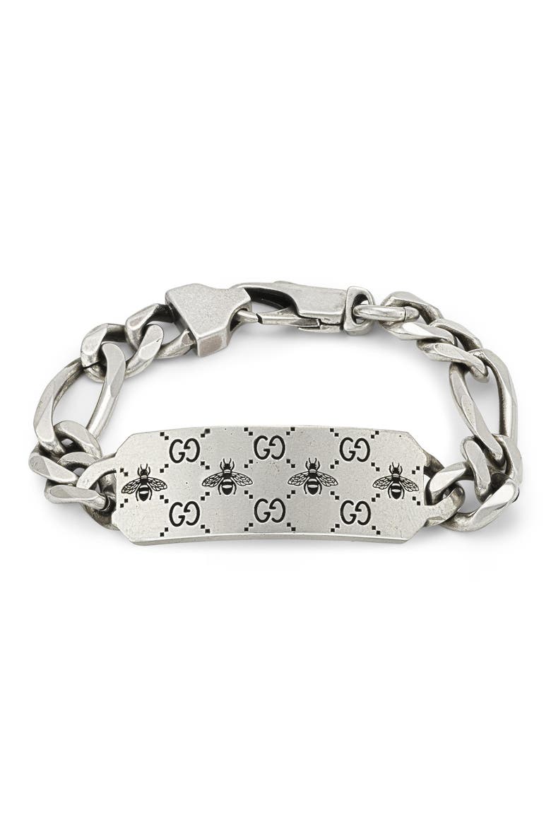 Signature Bee ID Bracelet, Main, color, STERLING SILVER