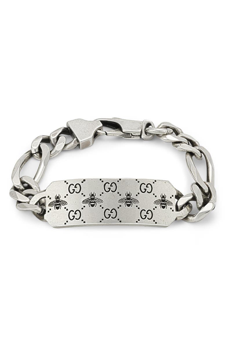 Gucci Signature Bee ID Bracelet, Main, color, Sterling Silver
