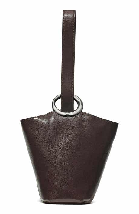 halo glazed leather mini bucket bag