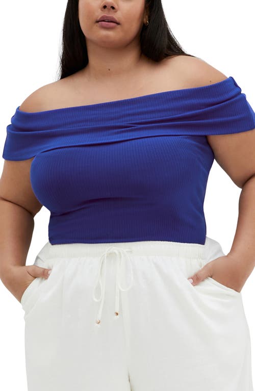 Shop City Chic Jessa Off The Shoulder Knit Top In Cobalt