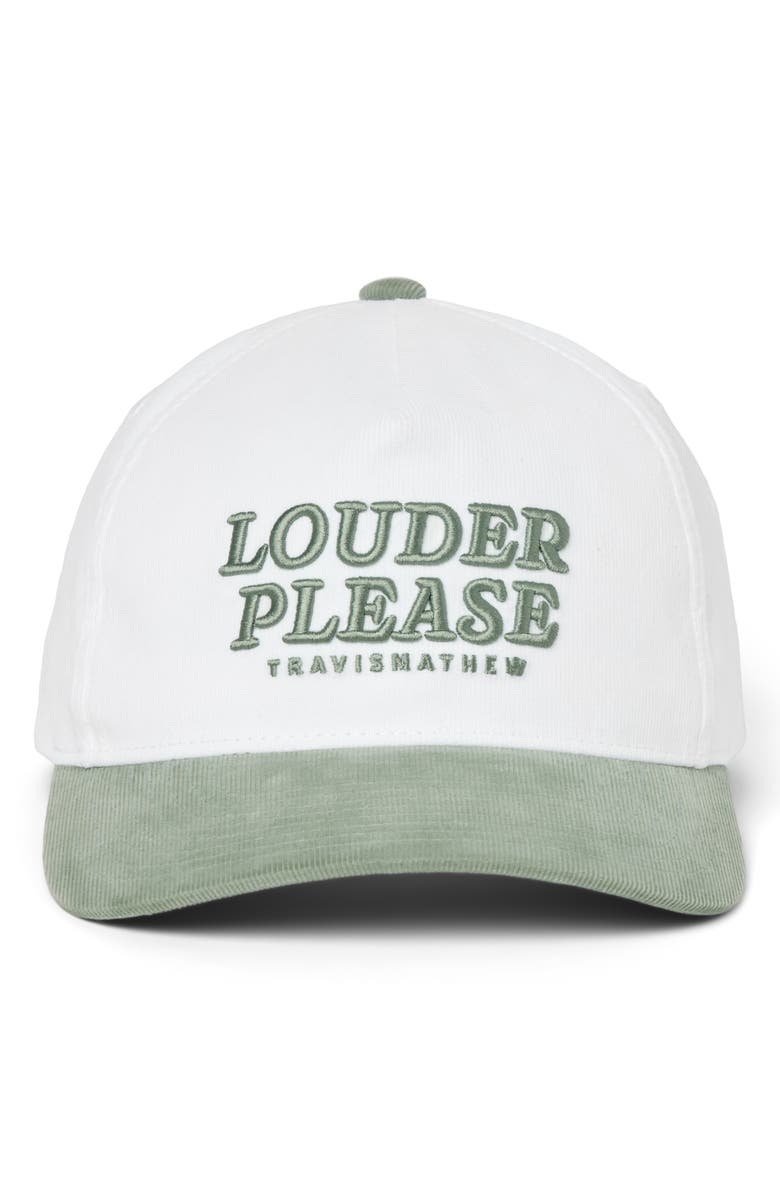TravisMathew Louder Please Snapback Baseball Cap, Alternate, color, White