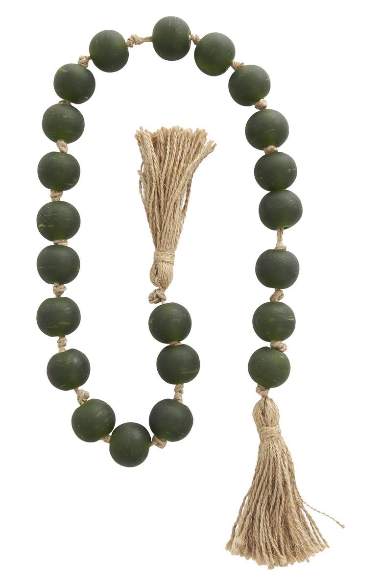 WILLOW ROW Bohemian Glass Beaded Tassel Garland, Alternate, color, Green