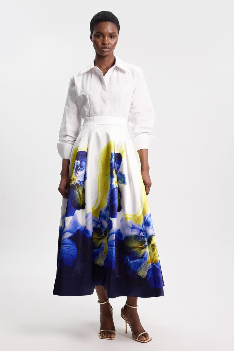 Floral High Waist A-line Skirt, Alternate, color, Multi