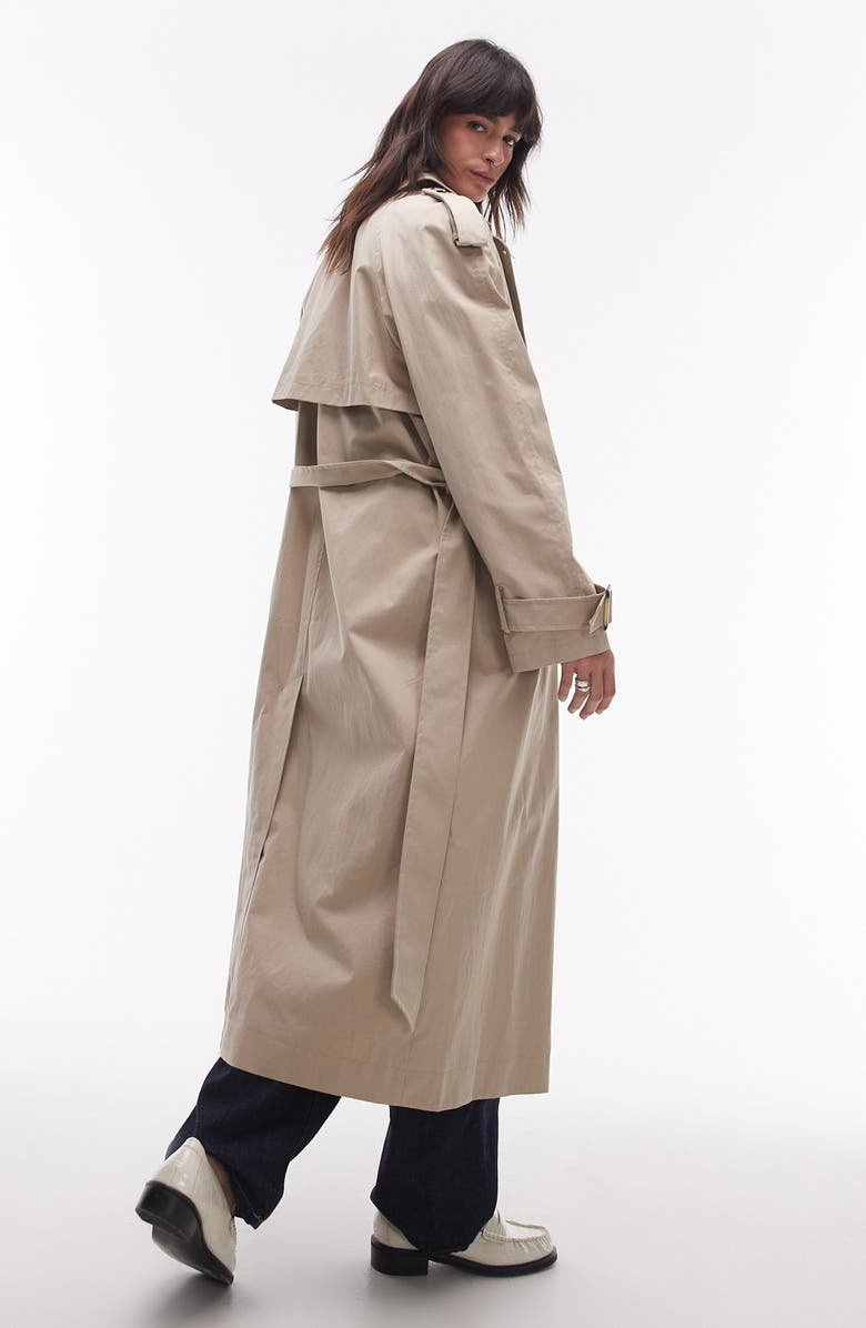 Topshop Longline Oversize Trench Coat, Alternate, color,
