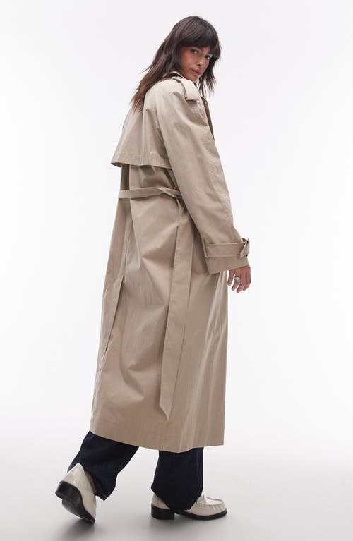 Topshop Longline Oversize Trench Coat In Gray