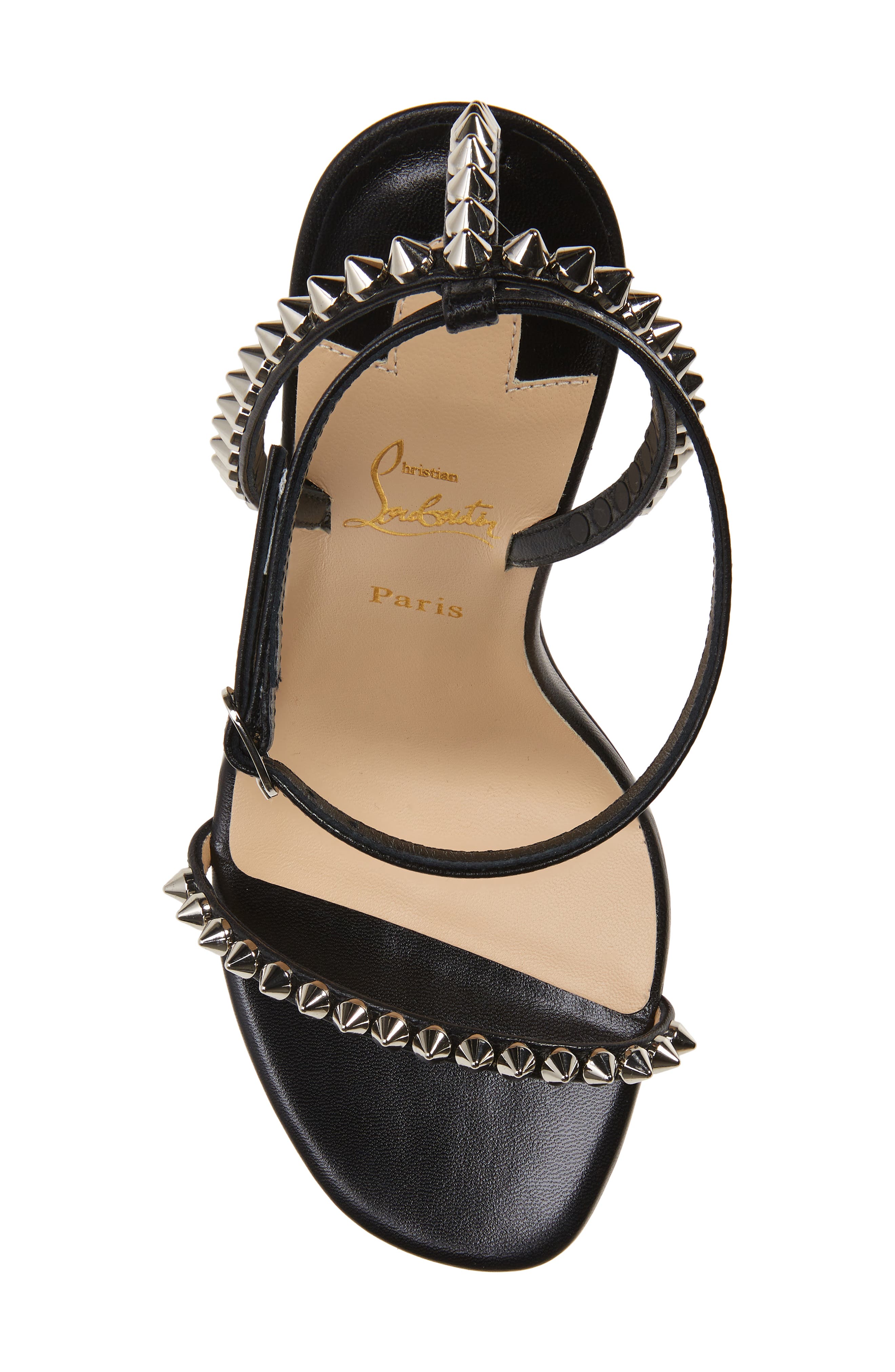 Christian Louboutin So Me Studded Sandal, Alternate, color, Black