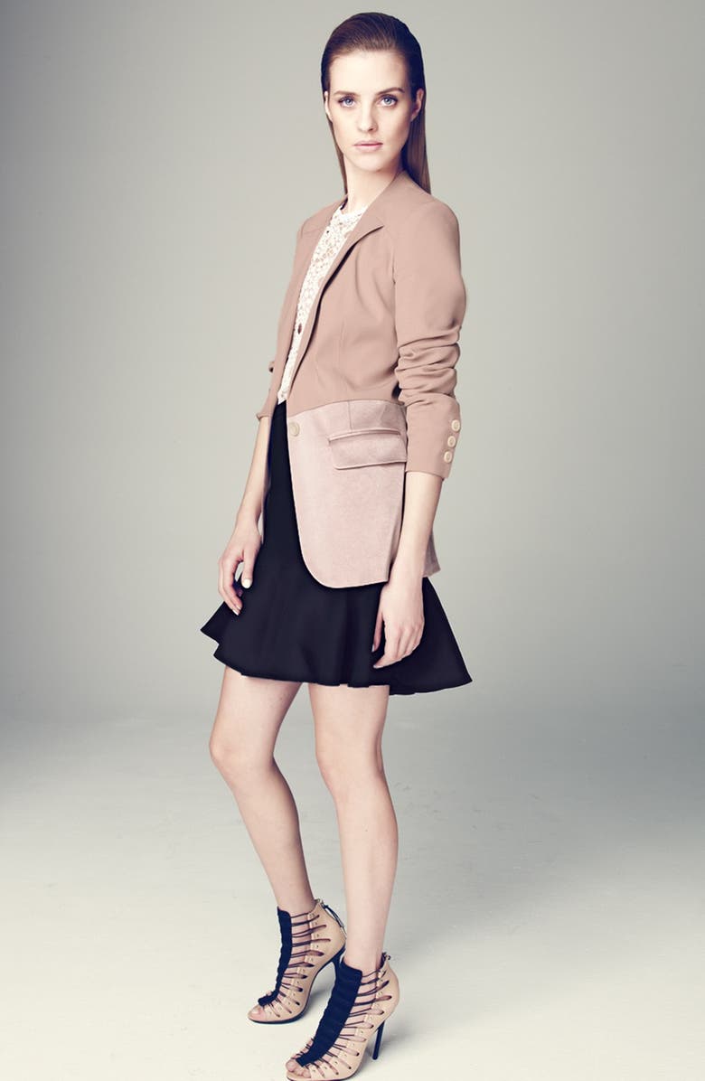 Chelsea28 'Matte & Shine' Mixed Media Blazer, Alternate, color, 