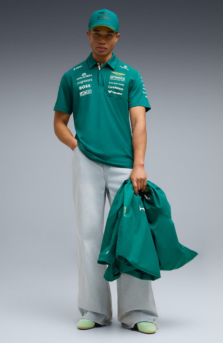 PUMA Aston Martin Formula 1 Polo, Alternate, color, Green Lux